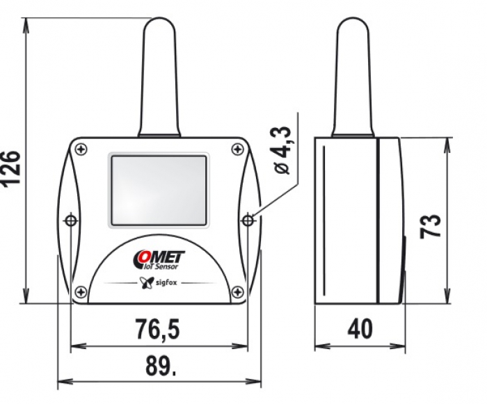 Wireless Thermometer for Sigfox IoT, Three-Channel