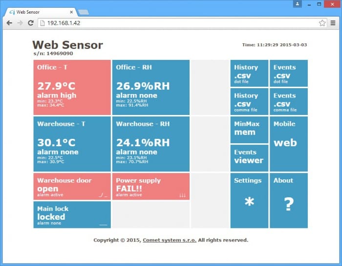 Comet T7610 - Web Sensor with PoE, Remote Thermometer Hygrometer Barometer  with Ethernet Interface