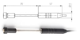 Temperature probe 2034-220/M, MiniDin connector, cable 1 meter